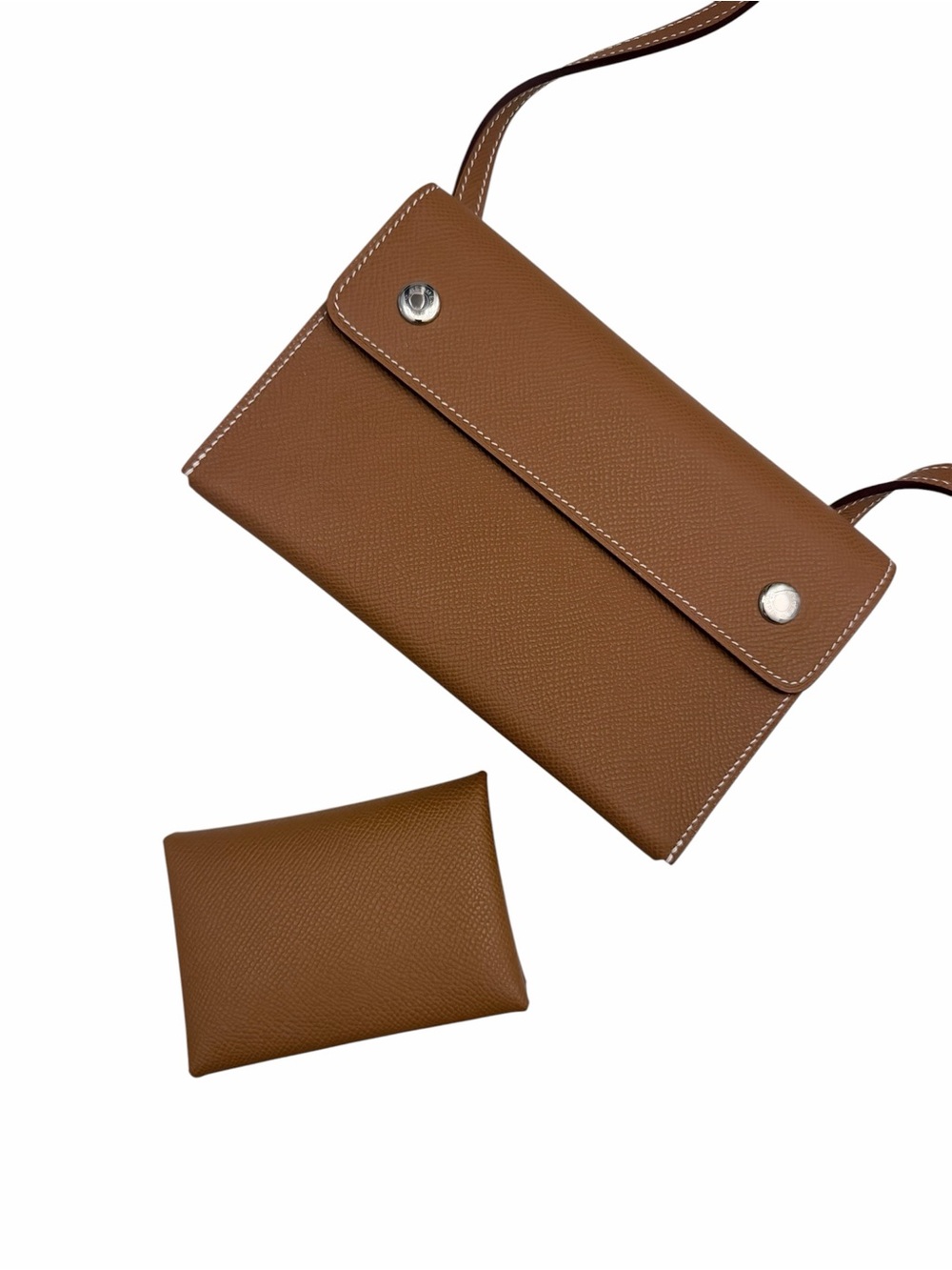 Brown Leather Crossbody Wallet - Women Bags